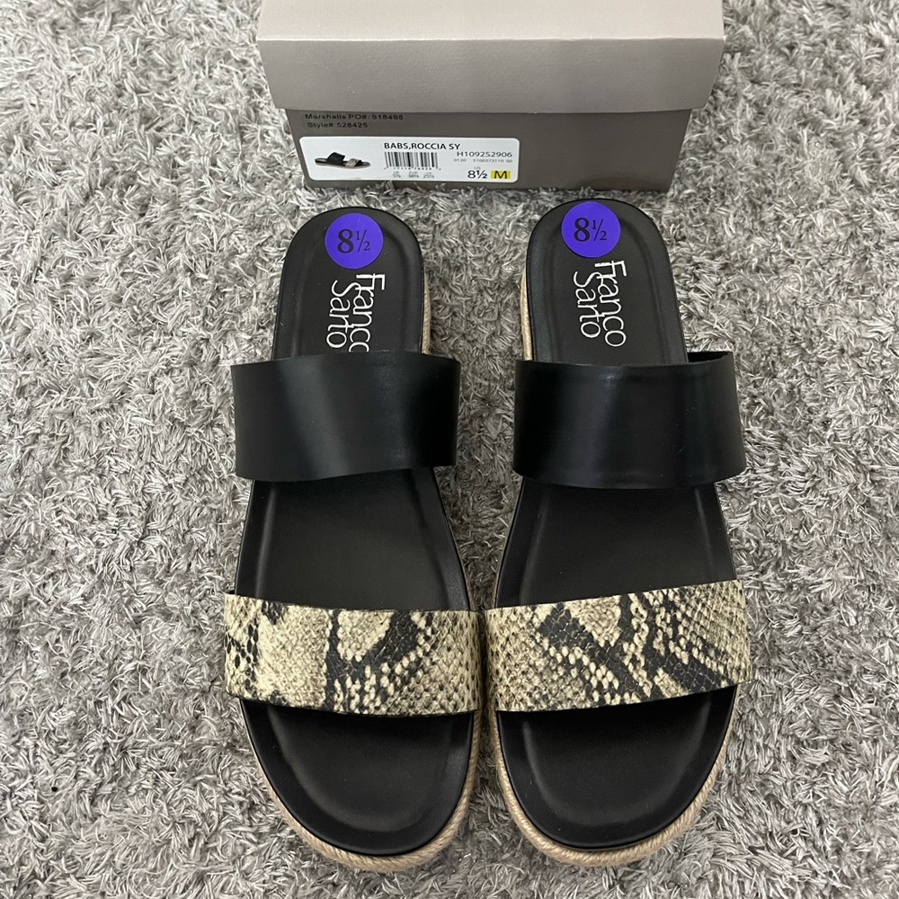 New Franco Sarto Babs Snake print platform slide